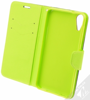 Forcell Fancy Book flipové pouzdro pro HTC Desire 10 Lifestyle, Desire 825 modro limetkově zelená (blue lime) otevřené