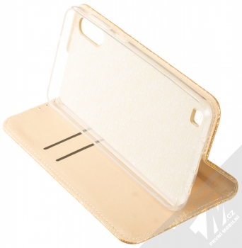 Forcell Shining Book třpytivé flipové pouzdro pro Samsung Galaxy A10 zlatá (gold) stojánek