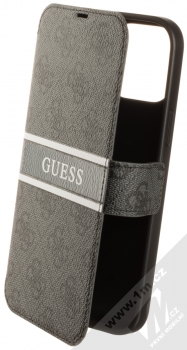 Guess 4G Printed Stripe Book flipové pouzdro pro Apple iPhone 13 Pro Max (GUBKP13X4GDGR) šedá (grey)