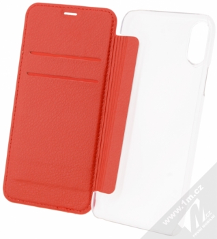 Guess IriDescent Booktype Case flipové pouzdro pro Apple iPhone X (GUFLBKPXIGLTRE) červená (red) otevřené