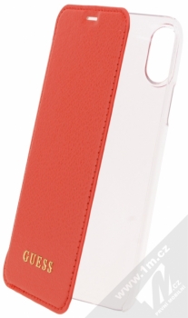 Guess IriDescent Booktype Case flipové pouzdro pro Apple iPhone X (GUFLBKPXIGLTRE) červená (red)