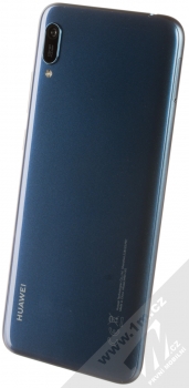 Huawei Y6 (2019) modrá (sapphire blue) šikmo zezadu