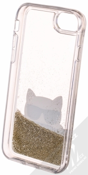 Karl Lagerfeld Choupette Liquid Glitter Case ochranný kryt s přesýpacím efektem třpytek pro Apple iPhone 6, iPhone 6S, iPhone 7, iPhone 8 (KLHCI8CHPEEGO) černá zlatá (black gold) zepředu