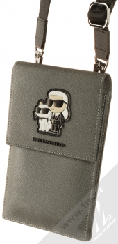 Karl Lagerfeld K/Ikonik Karl and Choupette Wallet Universal univerzální pouzdro kabelka s kapsičkami (KLWBSAKCPMG) šedá (grey)