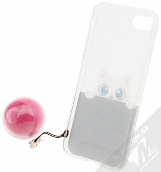 Karl Lagerfeld Peekaboo Soft Case ochranný kryt pro Apple iPhone 7 (KLHCP7TRGPABPI) tmavě modrá růžová (dark blue pink) zepředu