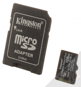 Kingston Canvas Select Plus microSDXC 128GB Speed Class I (U1) V10 paměťová karta + adaptér SD černá (black)