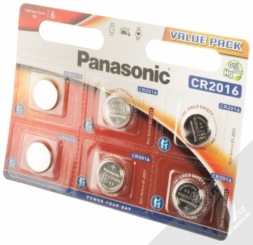 Panasonic knoflíkové baterie CR2016 6ks stříbrná (silver) krabička