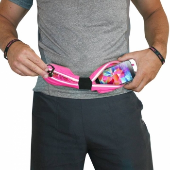 Puro Double Pocket Sport Belt sportovní pouzdro na pas pro mobilní telefon, mobil, smartphone růžová (pink)