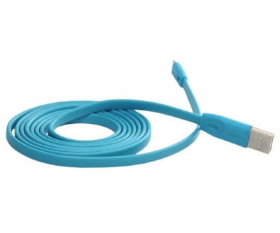 Remax Full Speed plochý USB kabel microUSB konektorem pro mobilní telefon, mobil, smartphone - délka 2 metry modrá (blue)