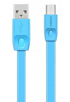 Remax Full Speed plochý USB kabel microUSB konektorem pro mobilní telefon, mobil, smartphone - délka 2 metry modrá (blue)