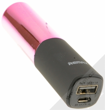 Remax Lipmax PowerBank záložní zdroj 2400mAh pro mobilní telefon, mobil, smartphone, tablet růžová (pink) konektory