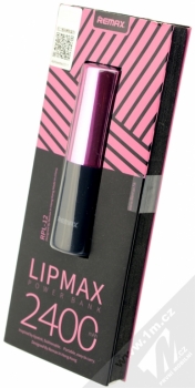 Remax Lipmax PowerBank záložní zdroj 2400mAh pro mobilní telefon, mobil, smartphone, tablet růžová (pink) krabička