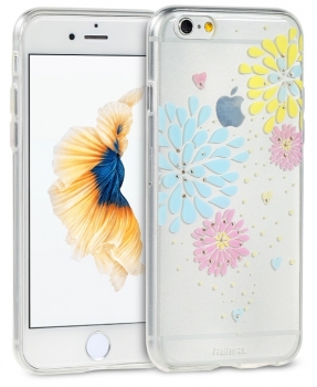 Remax TPU Sunflower květinový ochranný kryt pro Apple iPhone 6, iPhone 6S čirá (clear)