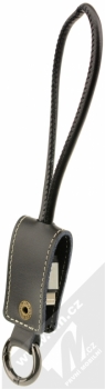 Remax Western kožený USB kabel s Apple Lightning konektorem pro Apple iPhone, iPad, iPod černá (black) zezadu