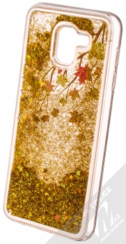 Sligo Liquid Glitter Autumn 1 ochranný kryt s přesýpacím efektem třpytek a s motivem pro Samsung Galaxy J6 (2018) zlatá (gold) animace 4