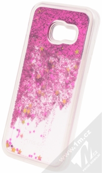 Sligo Liquid Glitter Full ochranný kryt s přesýpacím efektem třpytek pro Samsung Galaxy A3 (2017) sytě růžová (hot pink) animace 2