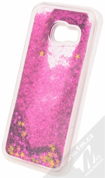 Sligo Liquid Glitter Full ochranný kryt s přesýpacím efektem třpytek pro Samsung Galaxy A3 (2017) sytě růžová (hot pink) animace 3