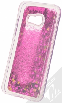 Sligo Liquid Glitter Full ochranný kryt s přesýpacím efektem třpytek pro Samsung Galaxy A3 (2017) sytě růžová (hot pink) zepředu