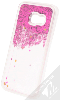 Sligo Liquid Glitter Full ochranný kryt s přesýpacím efektem třpytek pro Samsung Galaxy A3 (2017) sytě růžová (hot pink)