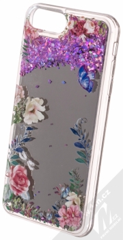 Sligo Liquid Mirror Flower 1 zrcadlový ochranný kryt s přesýpacím efektem třpytek a s motivem pro Apple iPhone 7 Plus, iPhone 8 Plus růžová (pink) animace 1