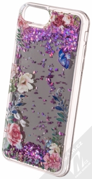 Sligo Liquid Mirror Flower 1 zrcadlový ochranný kryt s přesýpacím efektem třpytek a s motivem pro Apple iPhone 7 Plus, iPhone 8 Plus růžová (pink) animace 2