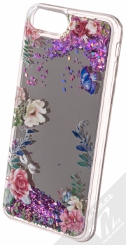 Sligo Liquid Mirror Flower 1 zrcadlový ochranný kryt s přesýpacím efektem třpytek a s motivem pro Apple iPhone 7 Plus, iPhone 8 Plus růžová (pink) animace 3