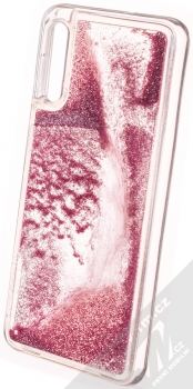 Sligo Liquid Pearl Full ochranný kryt s přesýpacím efektem třpytek pro Samsung Galaxy A50 růžově zlatá (rose gold) zezadu