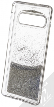 Sligo Liquid Pearl Full ochranný kryt s přesýpacím efektem třpytek pro Samsung Galaxy S10 stříbrná (silver) zepředu