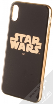 Star Wars Titulní Logo 002 TPU pokovený ochranný silikonový kryt s motivem pro Apple iPhone XS Max černá zlatá (black gold)