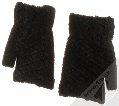 URan Multiway 2in1 Women Touch Gloves dámské pletené rukavice s bambulkou pro kapacitní dotykový displej černá (black) návleky dlaně