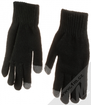URan Multiway 2in1 Women Touch Gloves dámské pletené rukavice s bambulkou pro kapacitní dotykový displej černá (black) rukavice hřbety rukou