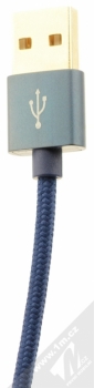 USAMS Cable with Leather Case opletený USB kabel s Apple Lightning konektorem modrá (blue) USB konektor