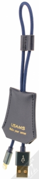 USAMS Cable with Leather Case opletený USB kabel s Apple Lightning konektorem modrá (blue)