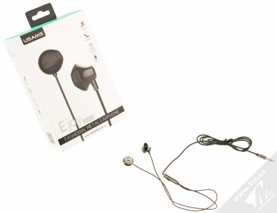 USAMS Ejoy sluchátka s mikrofonem a ovladačem šedá (dark gray) balení