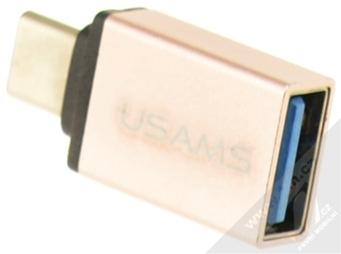 USAMS OTG miniaturní a elegantní OTG redukce z USB Type-C na USB pro mobilní telefon, mobil, smartphone, tablet růžově zlatá (rose gold) USB konektor