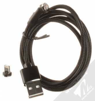 USAMS U59 Rotatable Magnetic Charging Cable USB kabel s otočným magnetickým pinovým konektorem a samostatnou magnetickou záslepkou s Apple Lightning konektorem černá (black) balení
