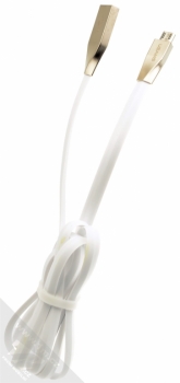 USAMS Zinc Alloy plochý USB kabel s microUSB konektorem pro mobilní telefon, mobil, smartphone - délka 1,2 metru bílá (white) balení