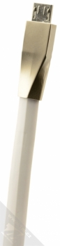 USAMS Zinc Alloy plochý USB kabel s microUSB konektorem pro mobilní telefon, mobil, smartphone - délka 1,2 metru bílá (white) microUSB konektor