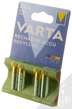 Varta Recharge Accu Recycled nabíjecí mikrotužkové baterie AAA HR03 800mAh 4ks zelená zlatá (green gold) krabička