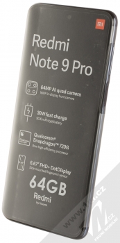 Xiaomi Redmi Note 9 Pro 6GB/64GB šedá (interstellar grey) šikmo zepředu