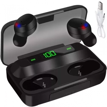 1Mcz F9-5 TWS Bluetooth stereo sluchátka s powerbankou 2200mAh černá (black)
