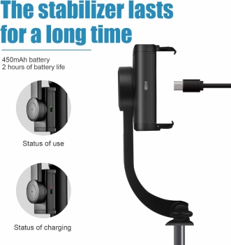 1Mcz PH55 Smart Gimbal Selfie Stick selfie tyčka a stativ se stabilizátorem a bezdrátovým tlačítkem spouště přes Bluetooth černá (black) stabilizátor