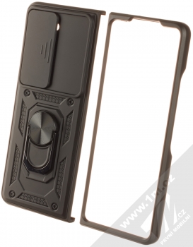 1Mcz Armor CamShield odolný ochranný kryt s držákem na prst pro Samsung Galaxy Z Fold5 černá (black)