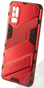 1Mcz Armor Ribbed odolný ochranný kryt se stojánkem pro Xiaomi Redmi Note 10 5G, Poco M3 Pro červená (red)