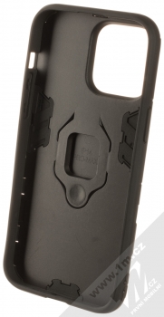 1Mcz Armor Ring odolný ochranný kryt s držákem na prst pro Apple iPhone 14 Pro Max černá (black) zepředu