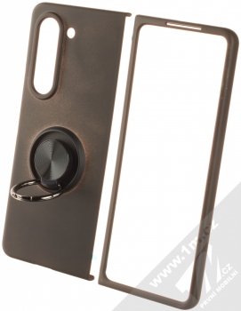 1Mcz Armor Ring odolný ochranný kryt s držákem na prst pro Samsung Galaxy Z Fold5 černá (black) držák