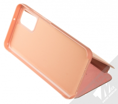 1Mcz Clear View flipové pouzdro pro Samsung Galaxy A02s růžová (pink) stojánek