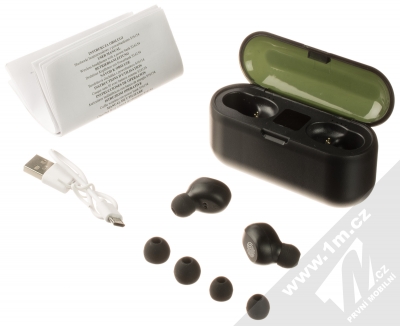 1Mcz F9 TWS Bluetooth stereo sluchátka s powerbankou 2000mAh černá (black) balení