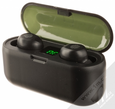 1Mcz F9 TWS Bluetooth stereo sluchátka s powerbankou 2000mAh černá (black) nabíjecí pouzdro se sluchátky