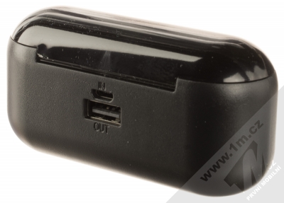 1Mcz F9 TWS Bluetooth stereo sluchátka s powerbankou 2000mAh černá (black) nabíjecí pouzdro zezadu